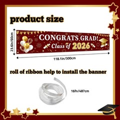 Maroon and Gold Graduation Decorations 2026 Banner, Congrats Grad Party Suppl…