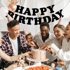 Adecortalk Black Happy Birthday Banner Birthday Party Decorations Birthday Si…