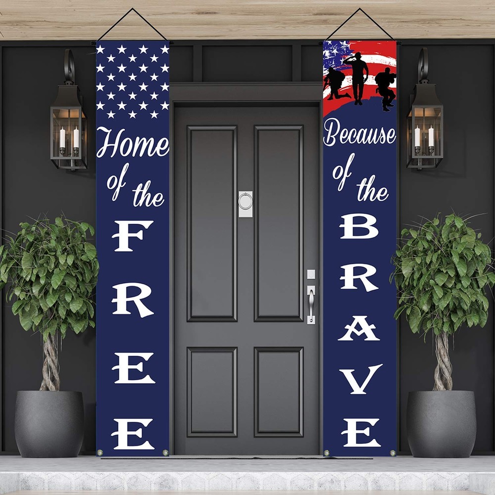 Patriotic Soldier Porch Banners for Memorial, 4th of July, Veterans, Labor Day