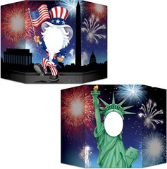 Reversible Patriotic Photo Booth Props, 37” x 25”, 2 Pack – Statue of Liberty…