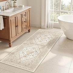 Restydon Runner Rug 2×6, Ultra-Thin Entryway 2′ x 6′ (Runner), Cream/Beige