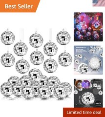 Assorted Mini Disco Balls – 20 Pcs Silver Reflective Ornaments for Celebrations