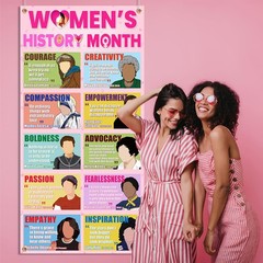 Womens History Month Decorations Door Cover, 6×2.9FT Inspirational Quotes Pos…