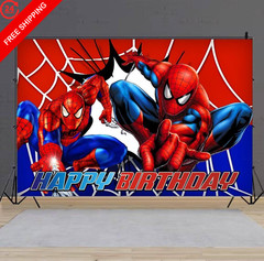 Spider Birthday Party Decorations, 5x3ft Happy 60 inches x 36 inches, Red