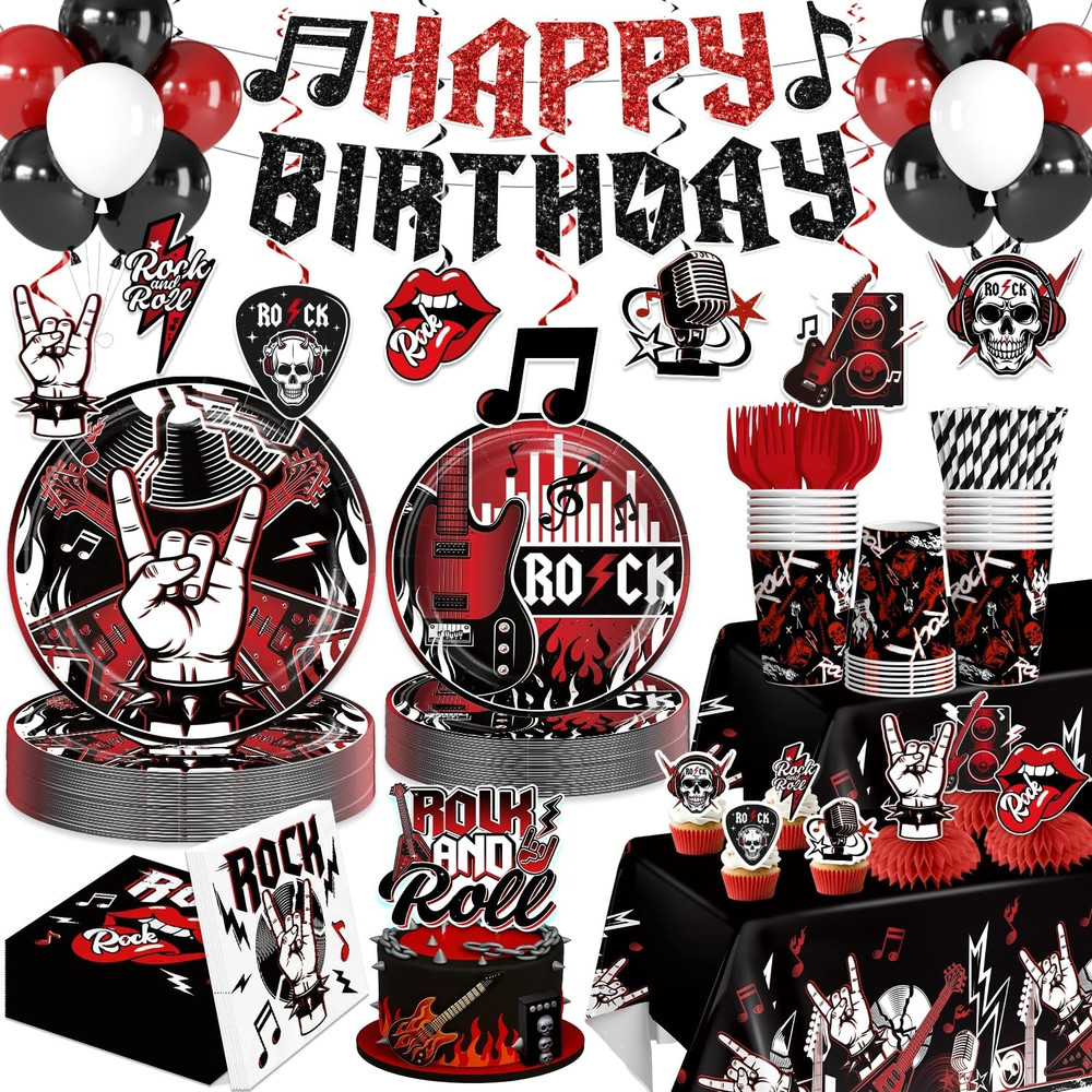 Rock and Roll Party Decorations, 207 PCS Rock N Roll Party Decorations Set with