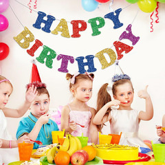 Glitter Colorful Happy Birthday Banner Birthday Party Decorations Sign Garland B