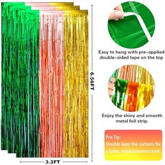 Luau Party Decorations – Tropical Streamers Backdrop Banner | Green Gold Rose