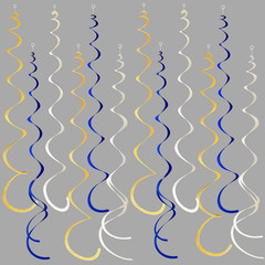 36 Pcs Blue Gold Hanging Swirl Decorations Royal Blue Glitter Gold Beige Felt Sw
