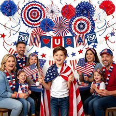 4th of July Decorations 37PCS Patriotic Decorations Red White Blue Paper Fans