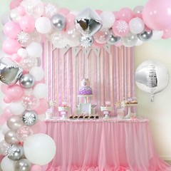 Pink White Silver Winter Onderland Balloon Arch Kit Baby Shower Birthday