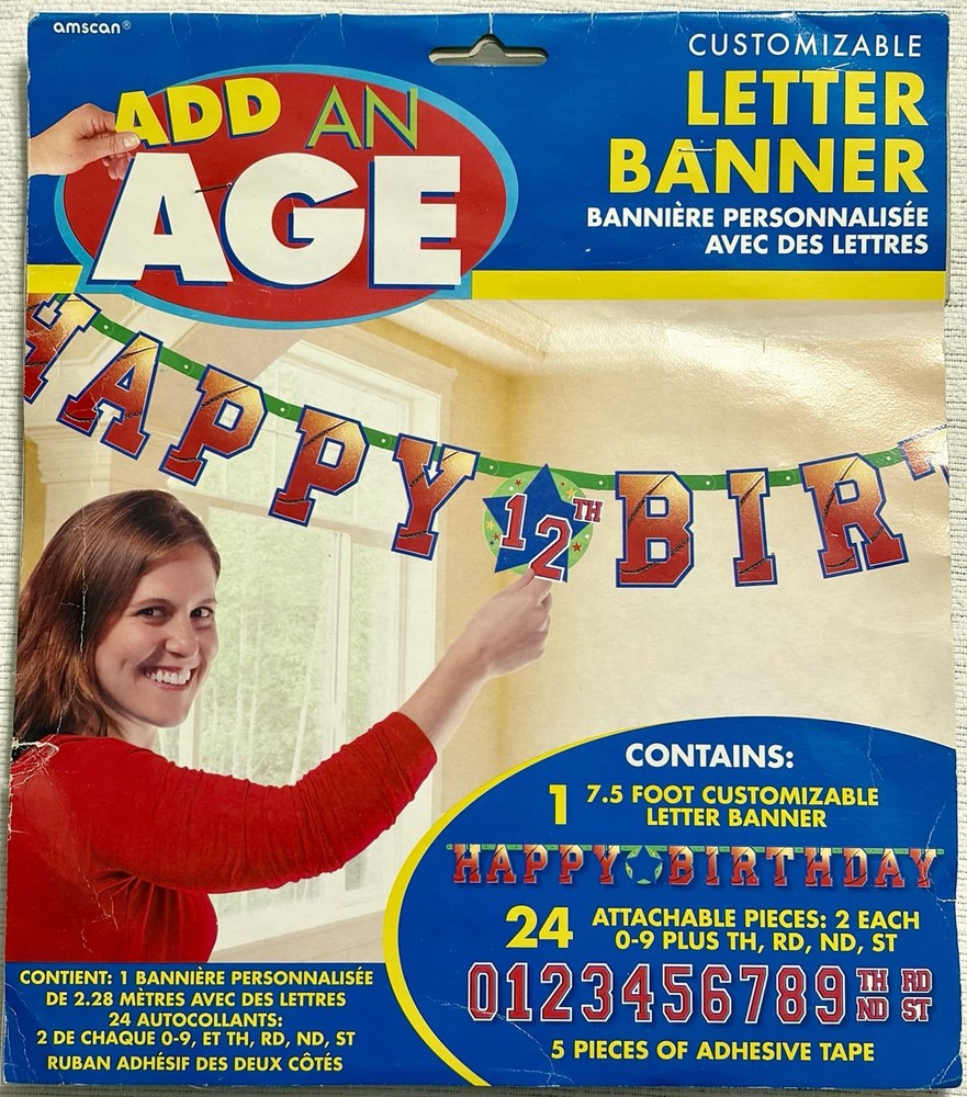 Birthday Banner ADD-AN-AGE Basketball Theme 7.5 Ft Customizable Kit-Add Any Age