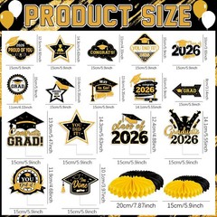 Graduation Decorations 2026 Black and Gold Class of 2026 Banner Congrats Grad B.