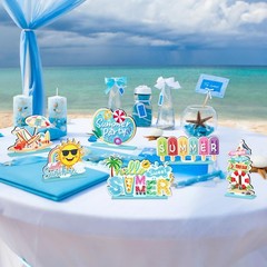 6 Pcs Hello Summer Table Decoration Set Sweet Summer Wooden Table Centerpiece…