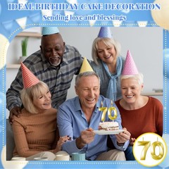 70th Birthday Candles for Cake,Birthday Decorations Him Medium, Gold