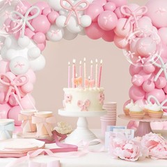 Coquette Balloons Set 199PCS, Pink Bow Garland, Bachelorette Party, Pink