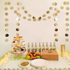 6 Pcs Glitter Champagne Gold Paper Circle 6 Count (Pack of 1),