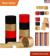 Red-Black Gold Casino-Theme Party-Decorations Streamers – 9 Rolls Graduation …