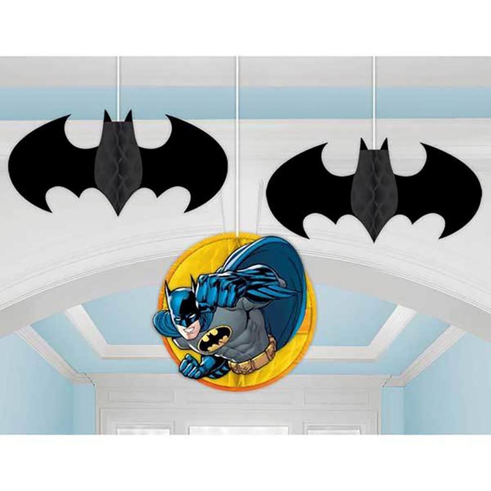 Batman DC Comics Superhero Honeycomb Decorations Birthday Party Decor 3 Piece
