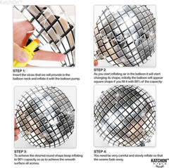 6pc 22″ Big Silver Disco Ball Balloons|Disco Party Decor,4D Sphere Disco Balloon