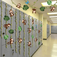 51 Pcs Jungle Safari Monkey Party Decorations – Palm Leaves Backdrop Animal Cuto