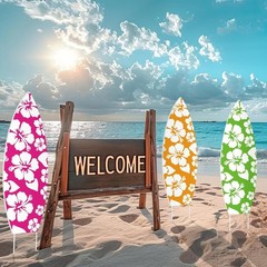 Surfboard Decorations 6 Pcs Yard Signs Luau Party Beach Summer Decorations