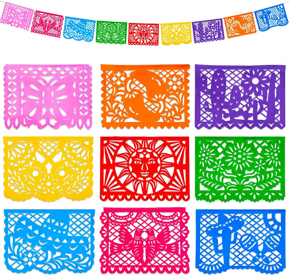 1 Pack 18 Ft Papel Picado Banner Cinco De Mayo Decoration, Fiesta Party Decorati