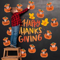 Autumn Thanksgiving Fall Pumpkin Paper Cutouts Decor Glue Points 50 Pack