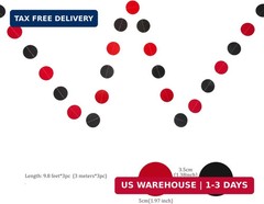 WEVEN Red and Black Paper Garland Circle Dot Party Garland Banner Streamer Backd