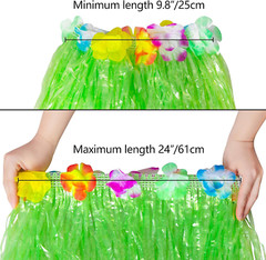 12PCS Hawaiian Luau Hula Skirts with 12PCS Wristbands for Tropical Party Favors