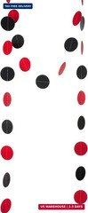 WEVEN Red and Black Paper Garland Circle Dot Party Garland Banner Streamer Backd