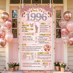 30Th Birthday Decorations for Women, Rose Gold Back in 1996 Door Cover Decor, Th