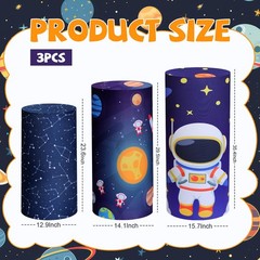 Mindsoft Set Of 3 Outer Space Spandex Cylinder Stand Covers For Party Planet