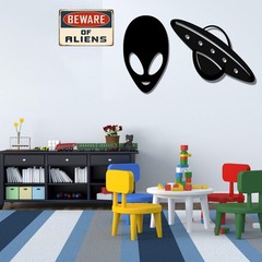 Alien Gifts Vintage Alien Decor Beware of Aliens Funny Metal Sign for Home Be…