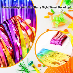 2PCS, Rainbow Foil Fringe Curtain, Backdrop Party Decoration, Birthday Wedding