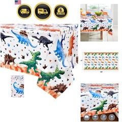 1PCS Dinosaur Tablecloth – Dinosaur Birthday Decorations Three Rex Party Tabl…