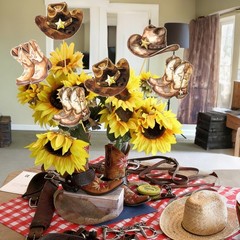 16 PCS Western Cowboy Boots Hat Theme Centerpiece Sticks Party Decorations