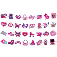 Retro Y2k Party Decorations Pink 2000s Banners 00s Theme Party Supplies