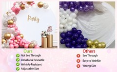 Gallety 7.2FT White Round Backdrop Cover with Size Adjuster & 4 Metal Clips,