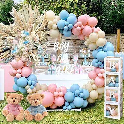 DIY Gender Reveal Party Decorations – 176pcs Pink and Blue Balloons Arch Kit,…