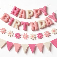 Felt Birthday Decorations, NO DIY, Pre-Strung 3D Felt Happy Birthday Banner w…