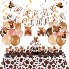 Hollowfly Highland Cow Birthday Party Decorations Cute Boho [Multiple Colors]