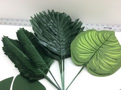 90 Pieces 6 Kinds Artificial Tropical Palm Leaves Decorations Jungle Beach Party