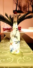Hand Decorated Light Up Bottle Lamp with Dragonfly Design One of a Kind Unique G