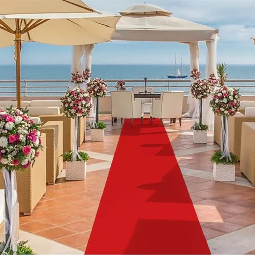 mosegor Red Carpet Runner 10 x 1 m Red Carpet Aisle Runner 5.5mm Thickness Red