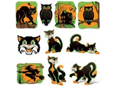 Wholesale Vintage Halloween Fluorescent Cutouts Lot of 4 Bulk Party Supplies