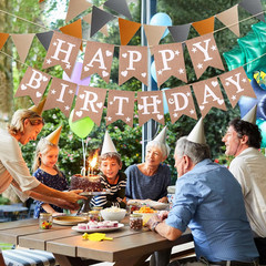 Brown – Fabric Birthday Banner – Fabric Pennant Banners with Cotton Crepe Trian