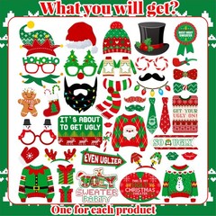 42 PCS Ugly Christmas Sweater Party Decorations Photo Props Tacky Photography