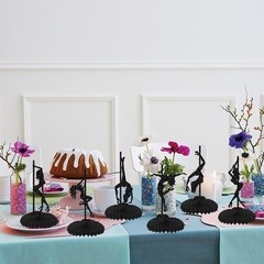 6 PCS Pole Dance Honeycomb Table Centerpiece Black Glitter for Bachelorette
