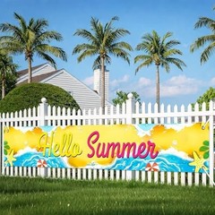 Hello Summer Beach Banner Hawaiian Summer Banner Yard Sign Outdoor Indoor Party