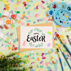 1500 PCS Easter Confetti Rabbit Egg Chicken Shape Glitter Metallic Foil Table Sc